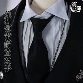 Black Butler Cosplay Japanese Anime Kuroshitsuji Sebastian Michaelis Cosplay Costume Unisex Uniforms 8 piece with Tattoo Sticker