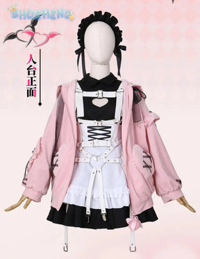 Yumber vtuber makaino ririmu cosplay costumes women cute party suit pink coat dress Halloween carnival uniform custom made