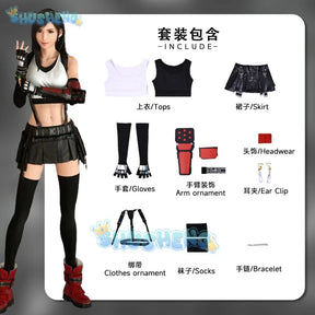 Tifa Lockhart cosplay fantasy wigs anime game Final Fantasy VII costume disguise adult women cosplay wherein Fantasia outfits