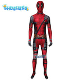 Movie Deadpooling Wolverineng Wade Winston Wilson Red Leather Jumpsuit Belt Bodysuit Movie Cos Halloween Party Roleplay Outfits