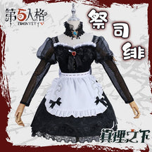 Fiona Gilman Priestess Cosplay Game Identity V Women Costume Black Dress Priestess Crismon Cosplay Wig