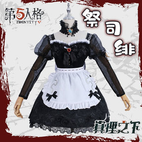 Fiona Gilman Priestess Cosplay Game Identity V Women Costume Black Dress Priestess Crismon Cosplay Wig