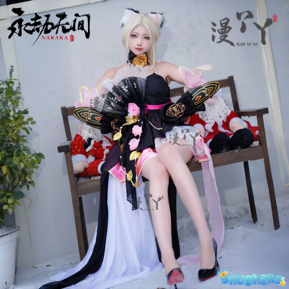Anime Kurumi Cosplay Game Naraka: Bladepoint Costume HuTao Pink Dress Outfit Suit Halloween Party Role Play Prop for Woman