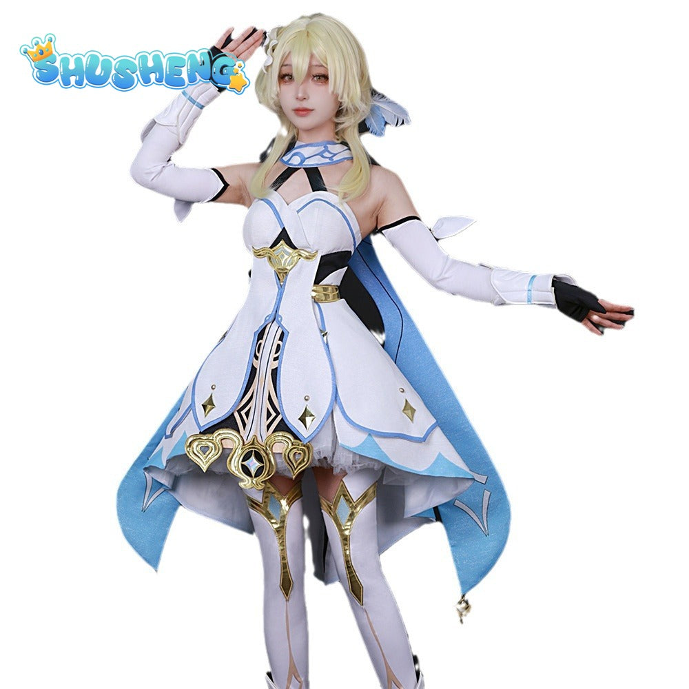 Game Genshin Impact Lumine Cosplay Costume Role Play Dress Hallowmas Party Wigs Animation Prop