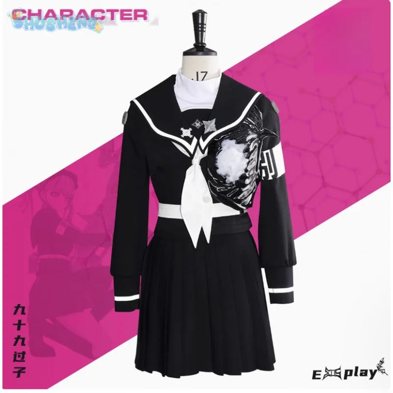 Tsukumo Kako Cosplay The Hundred Line -Last Defense Academy- Costume Halloween Women JK Uniform Coat Short Skirt Belt Tie Set