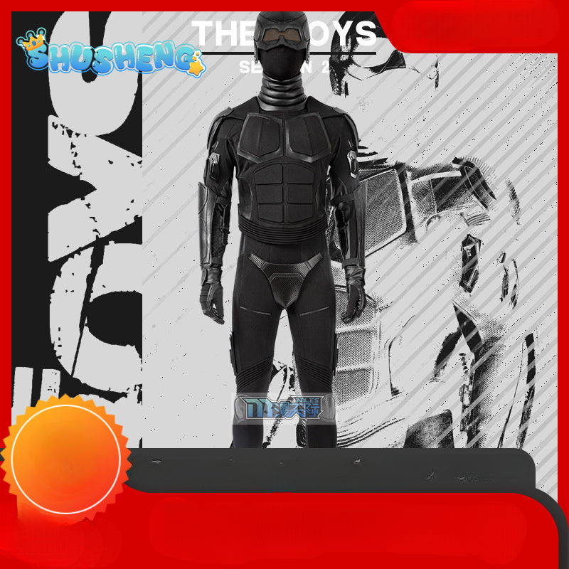 The Boys Season 2 Black Noir Cosplay Costume Mens Superhero Battle Suit Adult Black Jumpsuit Outfit for Halloween Carnival