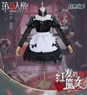 Fiona Gilman Priestess Cosplay Game Identity V Women Costume Black Dress Priestess Crismon Cosplay Wig