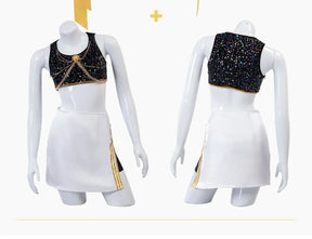 Anime KPop Demon Hunters Mira Cosplay Costume Black Gold Stage Outfit Huntrix Uniform Halloween Party Women Girls Carnival