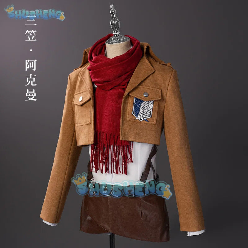 Attack on Titan‌ Eren Mikasa Levi Armin Hange Historia Reiss Cosplay Costume Scout Regiment‌ Uniform Halloween Carnival Party