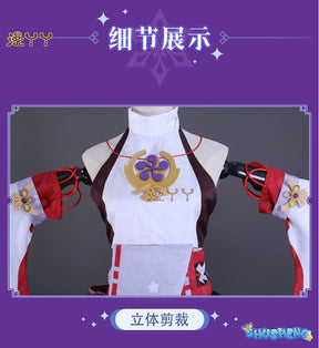 Genshin Impact Yae Miko Full Set Guuji Yae Cosplay Costume Wig Earning Headwear Ears Tail for Comic Con