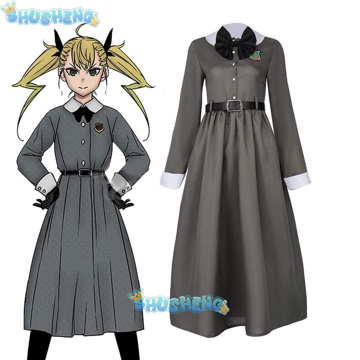 Kikoru Shinomiya Cosplay Costume  Anime Kaiju No. 8 Gray Dress Uniform Headwear Halloween Party Women