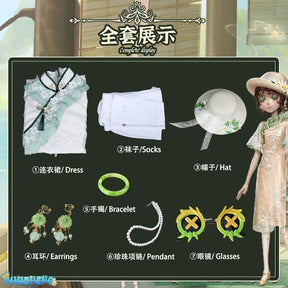 Identity V Emma Woods Cosplay Costume Gardener Hat Bag Outfit Cos Clothing Full Set West Lake Cheongsam Role Play