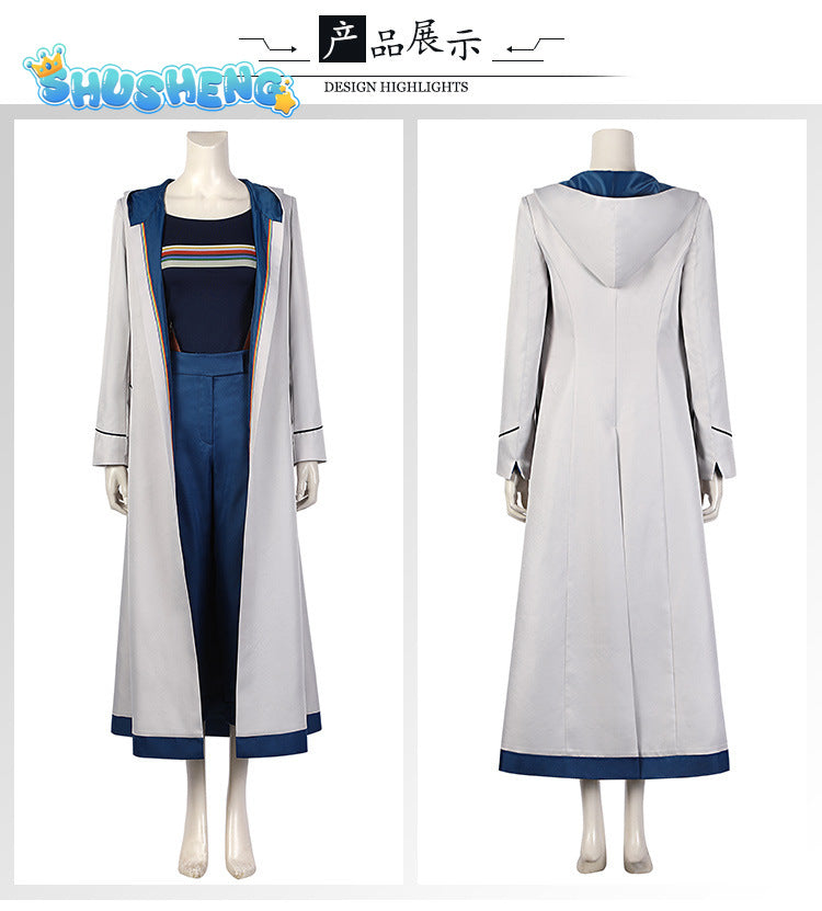 Who Are You Doctor Cosplay Jodie Woman Doctor Cosplay Costume Full Set with Long Trench Coat Outfit