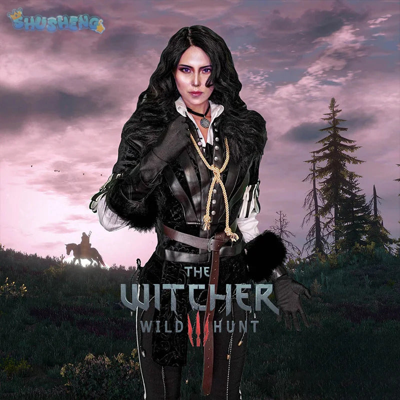 Game Witcher 3 Wild Hunt Cosplay Yennefer of Vengerberg Costume Halloween party fashion leather jacket vest gloves pants suit