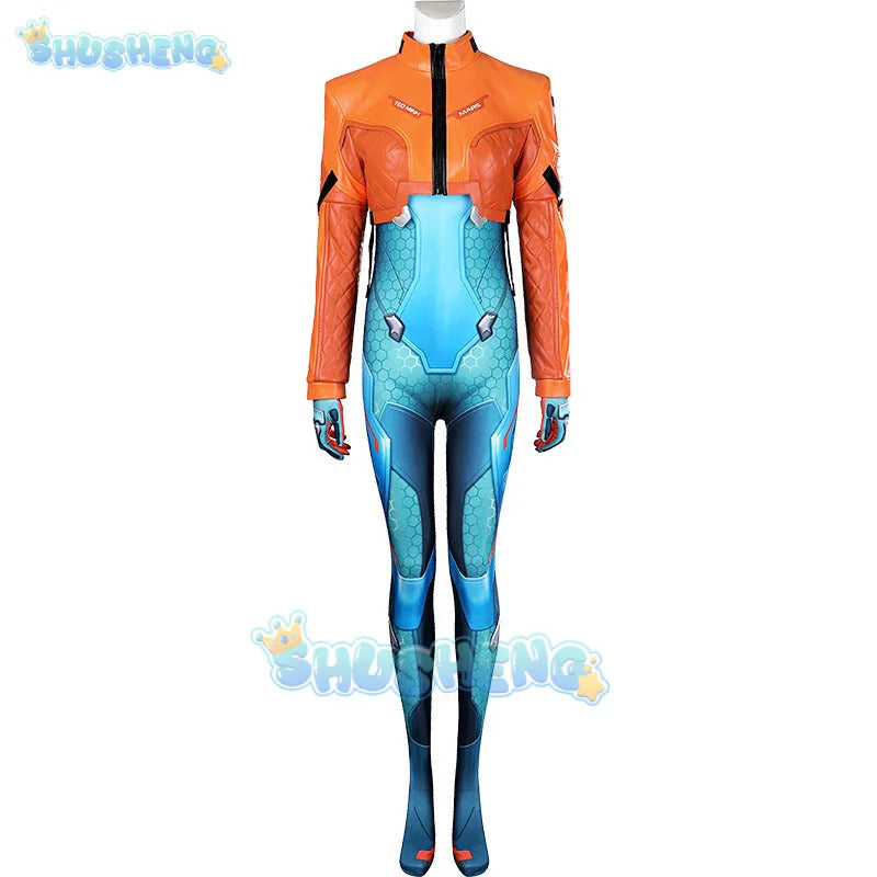 Overwatch 2 Cosplay Juno Costume Leather Coat Jumpsuit Outfit Elastic Bodysuit Full Set and Individual Items Are Sold Custom Siz