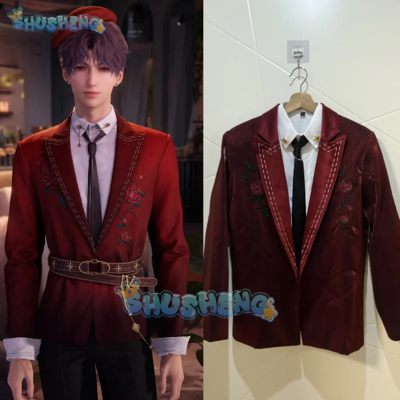 Shusheng-R Love And Deepspace Rafayel Cosplay Costume Rose Burning Kiss Rose Secret Letter Uniform Halloween Party for Women Men Carnival