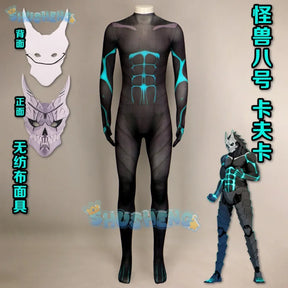 Anime Kaiju No. 8 Kafka Hibino Cosplay Costume Mask Face Cover Jumpsuit Uniform Rompers Defense Force Halloween Party Men