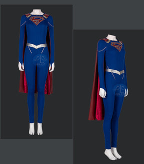 Superhero Cosplay Blue Bodysuit SuperWomen Zentai Costumes Womloak SuperGirl Cos Jumpsuit Rompers Aldult Outfits Role Play