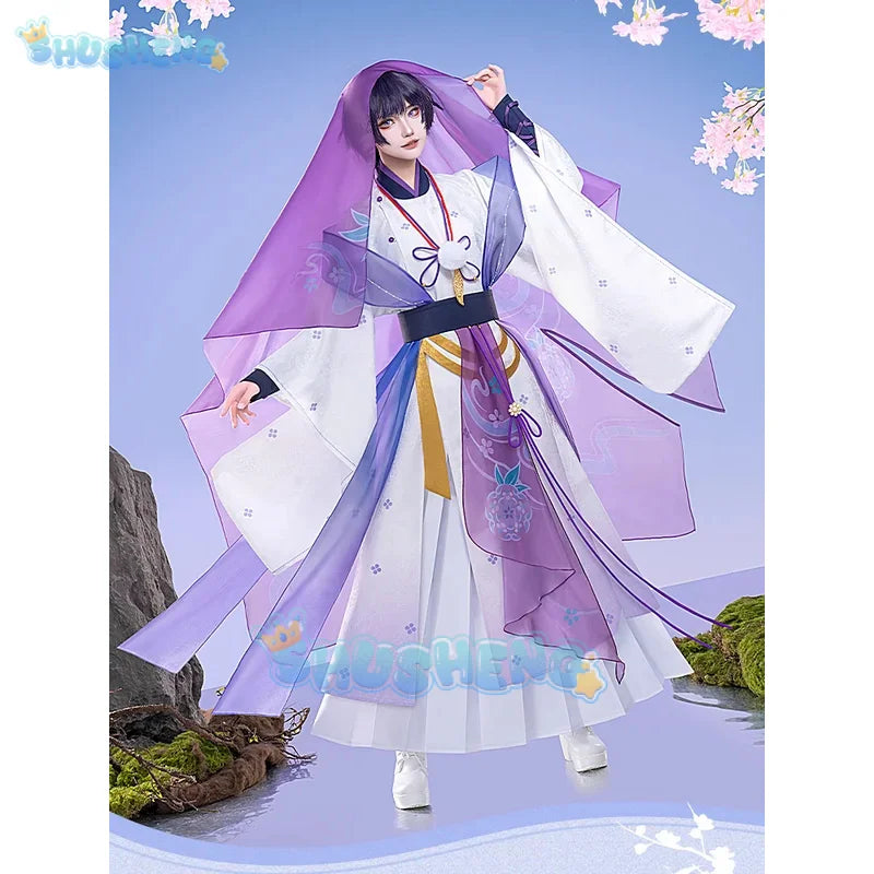 Scaramouche Wanderer Cosplay Costume Hanfu Flower Wedding Dress Game Genshin Impact Men Unifrom Halloween Comic-con Party Suit