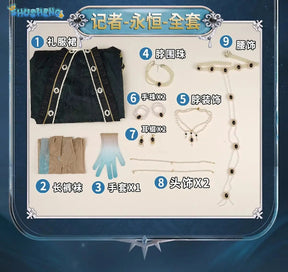 Identity V Alice DeRoss Gold Skin Reporter New Survivor Game Suit Elegant Dress Cosplay Costume Halloween Party Outfit