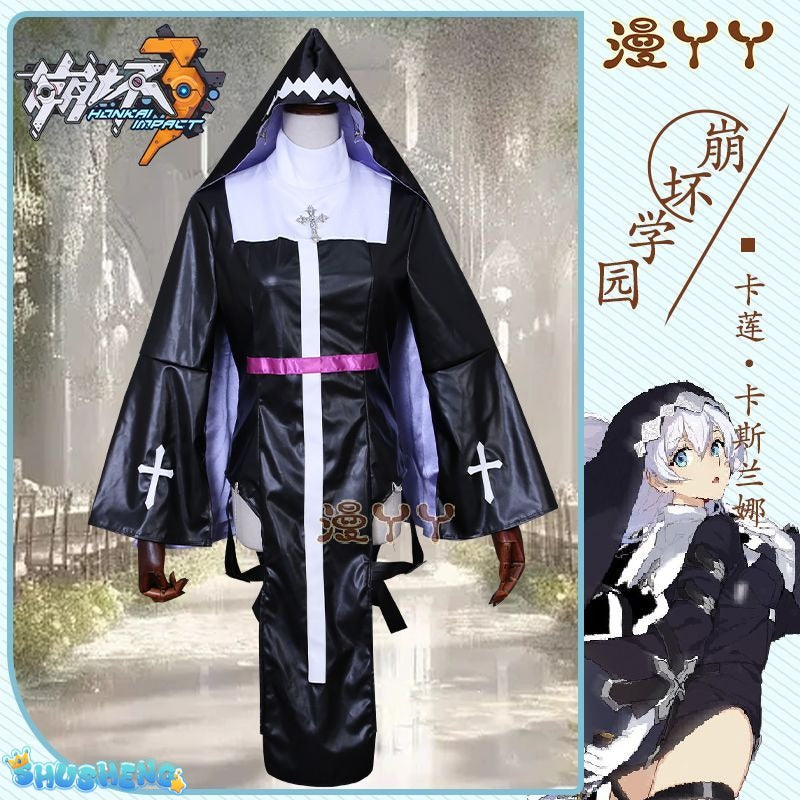Anime! Honkai Impact 3 Kallen Kaslana Nun's outfit Lovely Uniform Cosplay Costume Halloween Suit