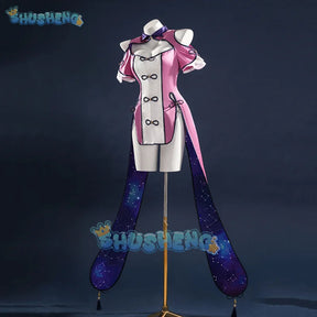 Shusheng-R Anime Date A Live Mukuro Hoshimiya Cosplay Costume Dress Spirit Form Outfit Lilac White Astral Qipao Halloween for Women Girls