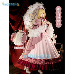 Animal Gosick Victoric de Blois Cosplay Wig Pink Dress Maid Lola Uniform Cloak Halloween Party costume