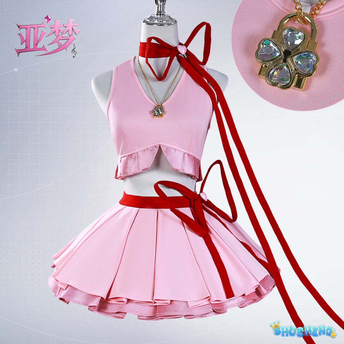 Anime Shugo Chara Cosplay Hinamori Amu Costume Amulet Heart Pink Girls Dress Sexy Cos Wigs Jirai Kei For Halloween Customized