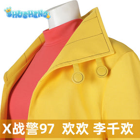 Adult Sexy Female X Police 97 Man Jubilation Lee Jubilee Halloween Carnival Cosplay Costume Yellow Trench Coat