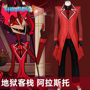 Anime Hazbin Cosplay Hotel Alastor Cosplay Costume Red Uniform Radio Demon Role Play Halloween Carnival Party Outfit