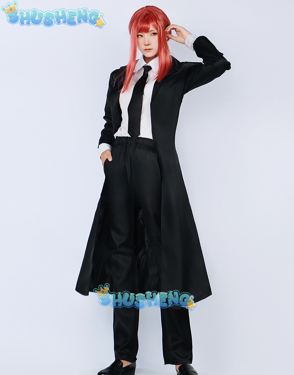 Makima Cosplay Costume Anime Chainsaw Man Makima Cosplay Costumes Wig Trench Shirt Tie Pants Men Women Suits Halloween Uniform