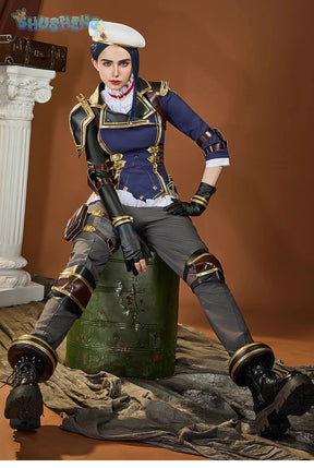 Caitlyn·Kiramman LOL Cosplay Arcane Season 2 costume Hat Shoulder Armor Gloves Leg Bag Set Party Carnival Handsome Woman Uniform