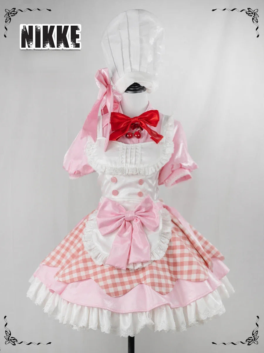 Goddess of Victory: Nikke Kloster Cosplay Kurōsutā Costume Women Pink Halloween Party Lolita Sweet Dress Tie Socks Props Uniform