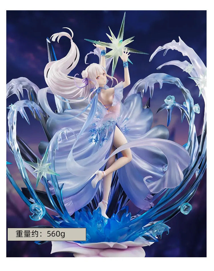 Shusheng-N Re:ZERO - Starting Life in Another World Emilia Cosplay Costume Crystal Dress Halloween Party Role Play Outfit Women