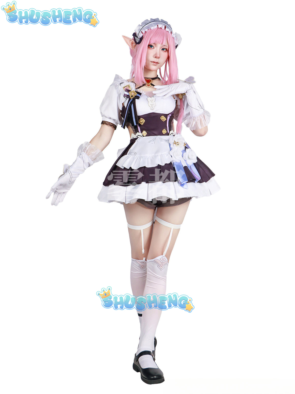 Elysia Cosplay Costume Honkai Impact 3 Carnival Maid Uniform Wig Anime Halloween Costumes Women Game