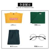 Taro Sakamoto Cosplay Anime Costume Sakamoto Days Yellow T-shirt Green Apron Glasses Halloween Party Women Men Shusheng