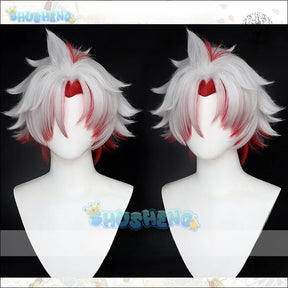 New Game Wuthering Waves Cosplay Wig White Red Short Heat Resistant Synthetic Hair Halloween Party Role Play Carnival Scar