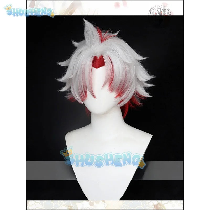 New Game Wuthering Waves Cosplay Wig White Red Short Heat Resistant Synthetic Hair Halloween Party Role Play Carnival Scar