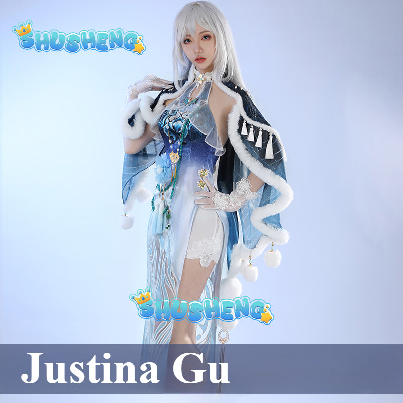 Naraka Bladepoint Justina Gu Cosplay Costume for Women Girls Men Adult Anime Outfit Halloween Party Role Play New Arrival