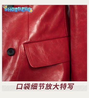 Cosplay Costume Movie Madame Web The Heroine Cathy's Red Leather Jacket Blue Jeans BlackT-shirt Belt Women's Suit