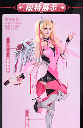 Mercy Angela Ziegler Overwatch OW Cosplay red angel Costume Halloween leather jumpsuit props wig accessories uniform Woman set