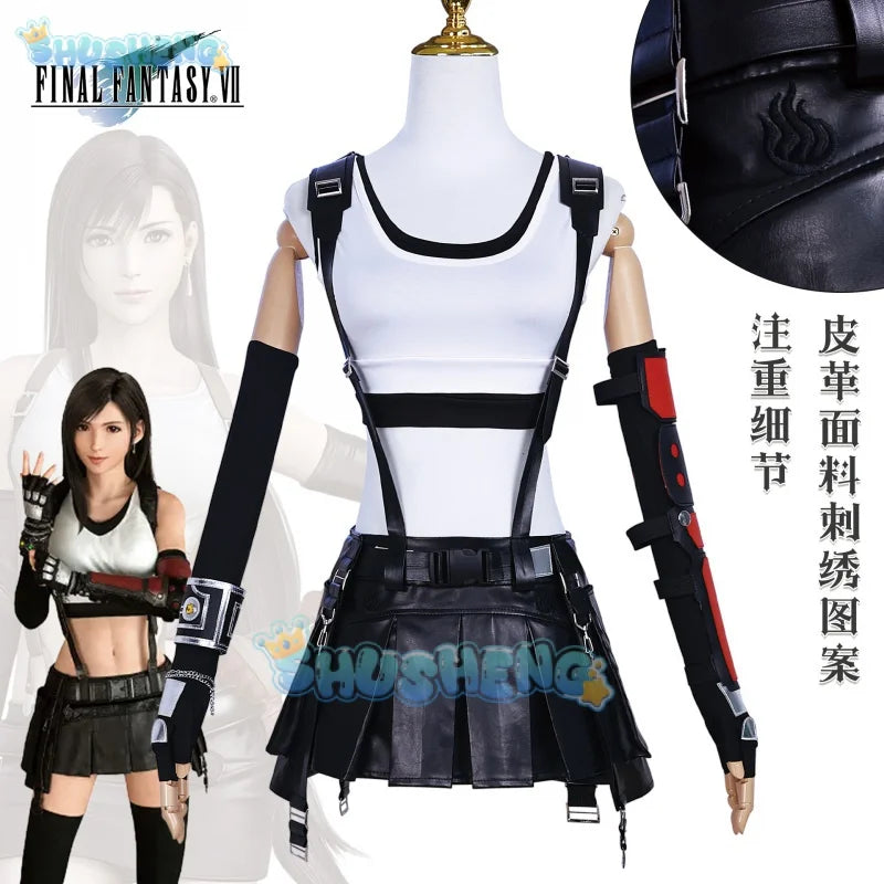 Tifa Lockhart cosplay fantasy wigs anime game Final Fantasy VII costume disguise adult women cosplay wherein Fantasia outfits