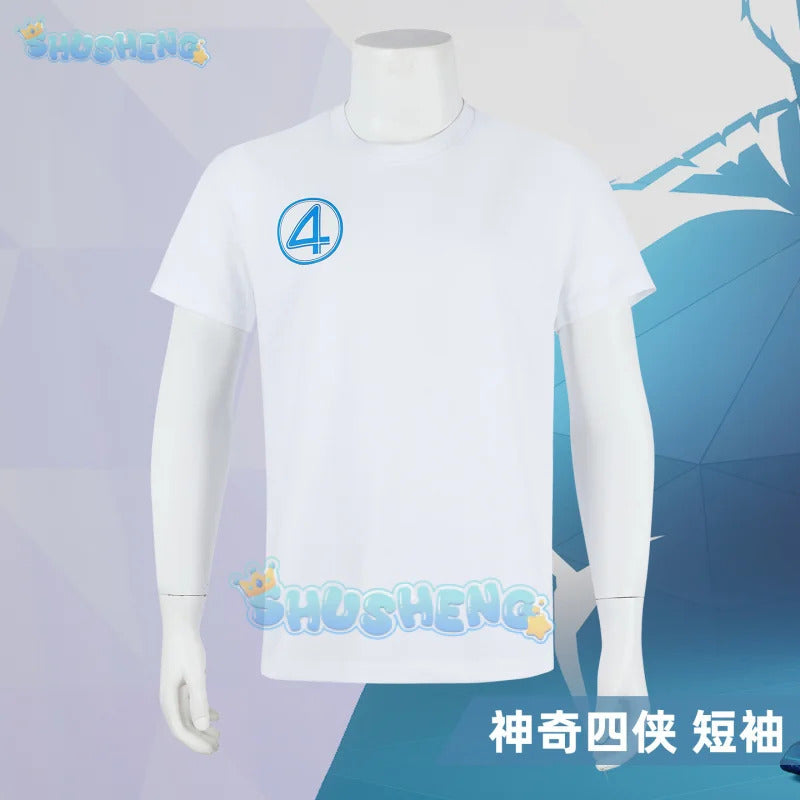 Fantastic Four Mr.Fantastic Invisible Woman Human Torch The Thing Cosplay Costume White Short Sleeve Uniform Halloween Carnival