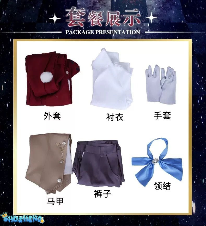 Identity V Anime Game Frederick Kreiburg Cosplay Costume Composer Wig Tailcoat Uniform Coat Adult Man Halloween Carnival Suits