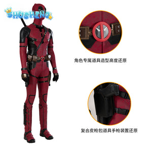 Deadpool Costume Cosplay Kids Adult Suit Anime Superhero Halloween Death Waiter Spandex Adult Service Leotard Accessories Belt