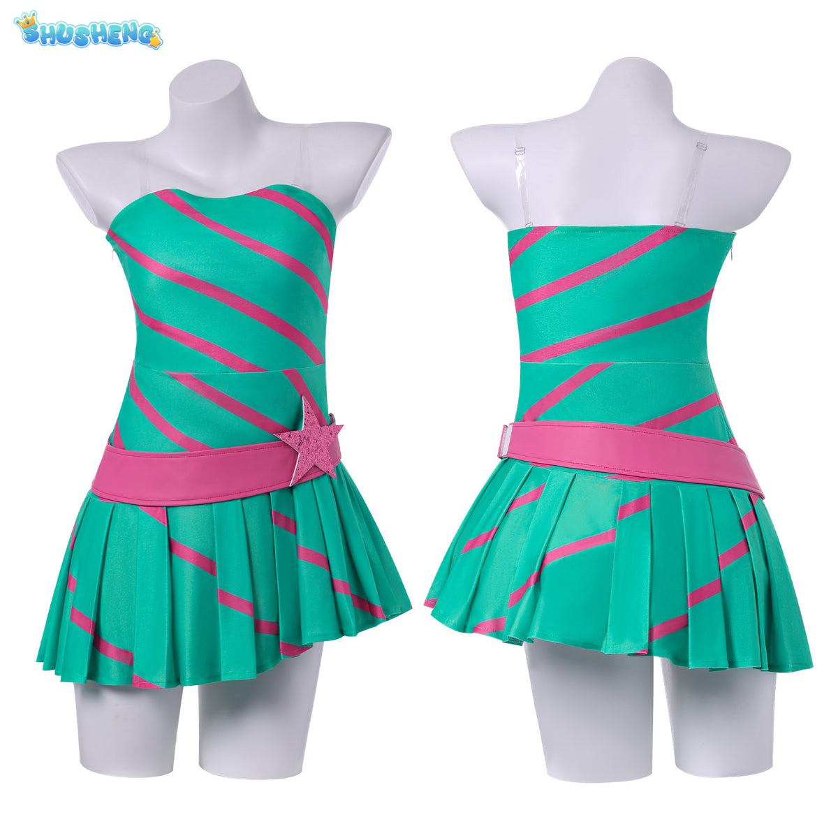 Winx Club Stella Cosplay Costume Anime Magical Fairy Party Green Dress Props Halloween Roleplay Outfit Costume Woman Disguise