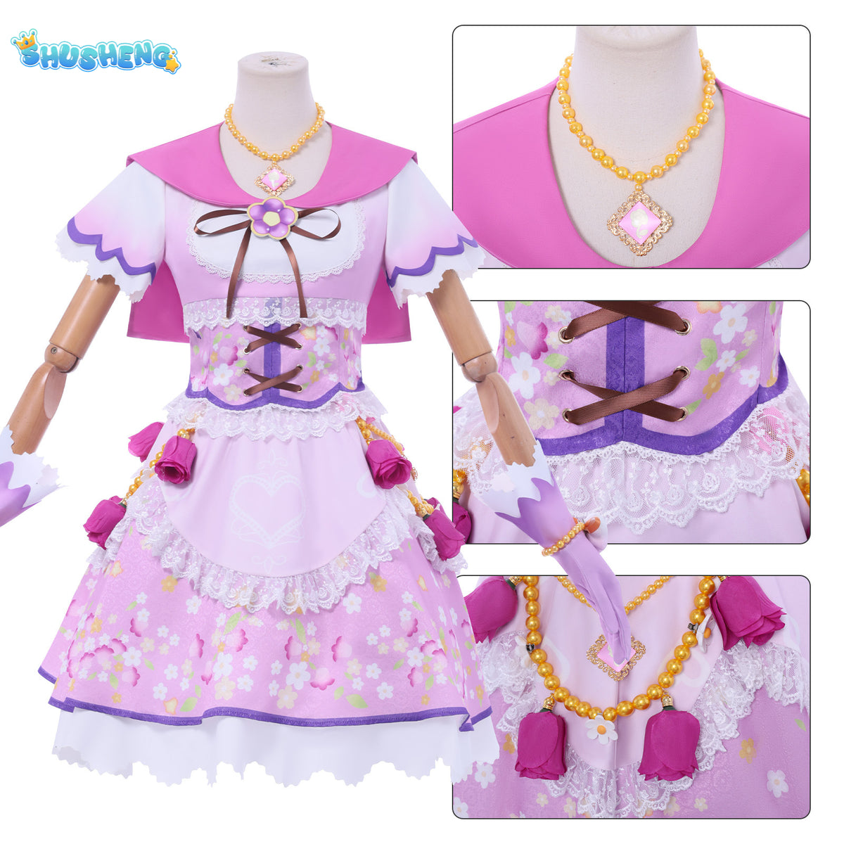 Anime Hoshimiya Ichigo Cosplay Costume Pink Dress Lolita Stage Performance Clothes Role Play Outfit for Women Girls Holiday