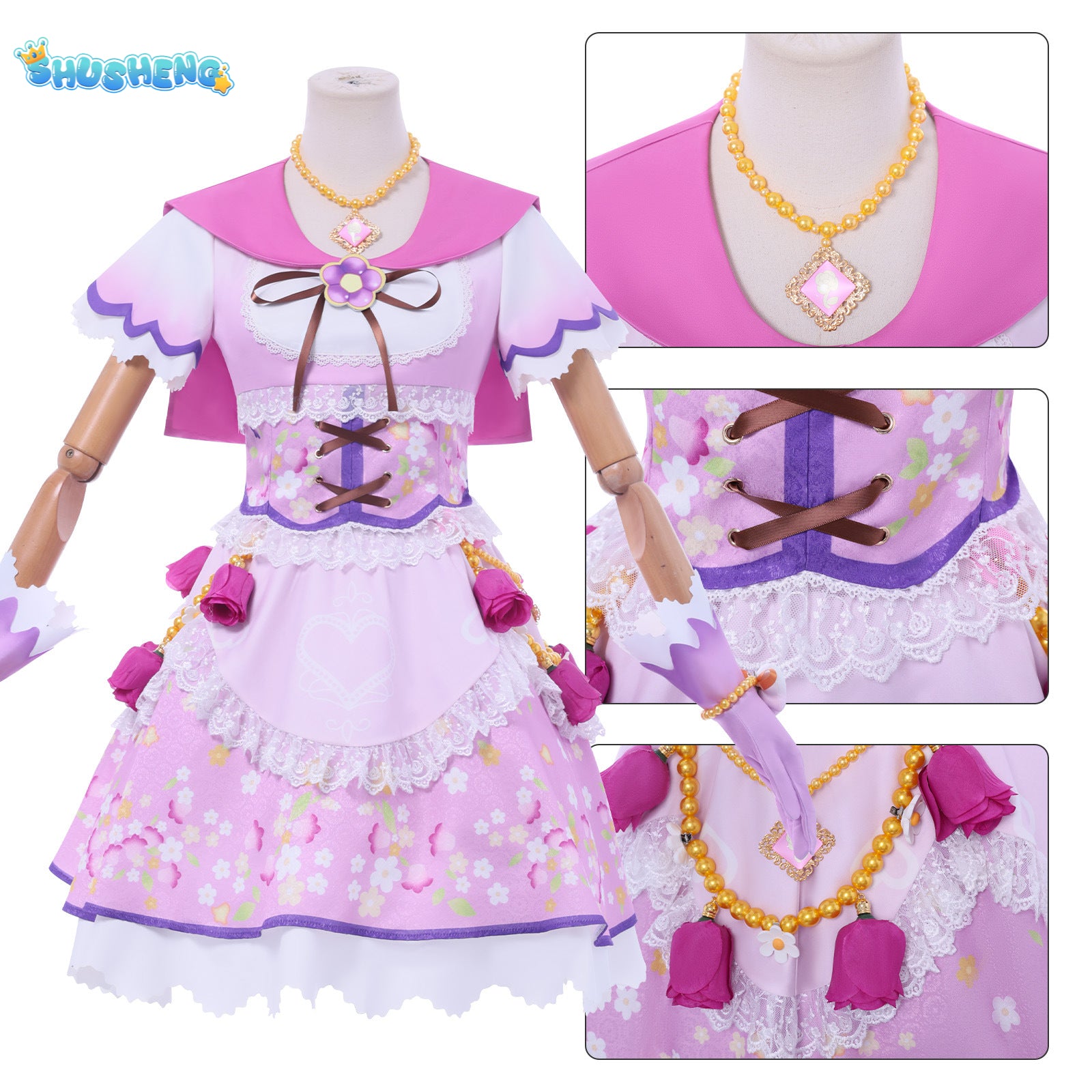 Anime Hoshimiya Ichigo Cosplay Costume Pink Dress Lolita Stage Performance Clothes Role Play Outfit for Women Girls Holiday