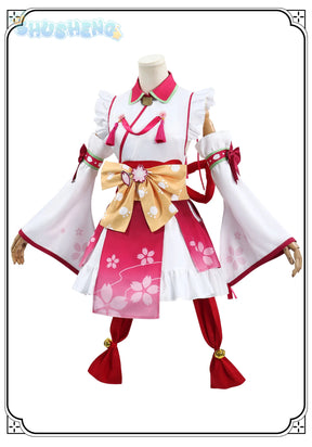 Virtual VTuber Sakura Miko Cosplay Hololive miko Costume Sexy Lolita maid dress wig prop set girls party Christmas gift elite