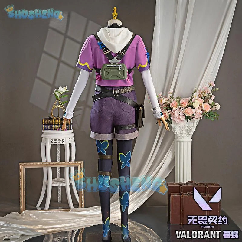 Clove Cosplay costume Game Valorant Cosplay【S-2XL 】 Shusheng Valorant Clove Cosplay Backpack Women Costume VALORANT Plus Size